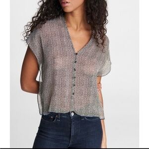 Rag & Bone Silk black and white Sheer Top sz M